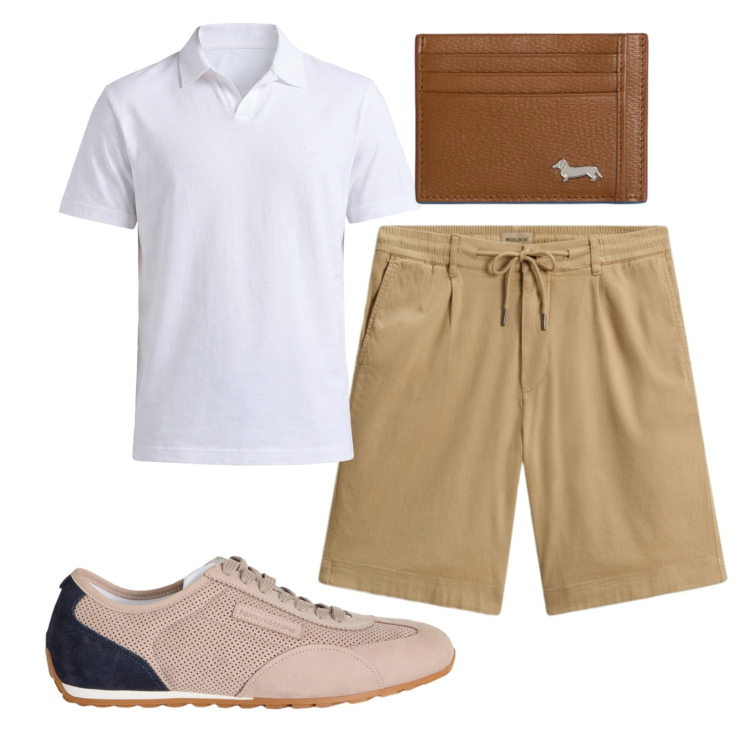 Outfit uomo - Total look #2435955. Stile Casual per Tutti i giorni. Abbinamento con sneakers, portafogli, polo, pantaloni corti.