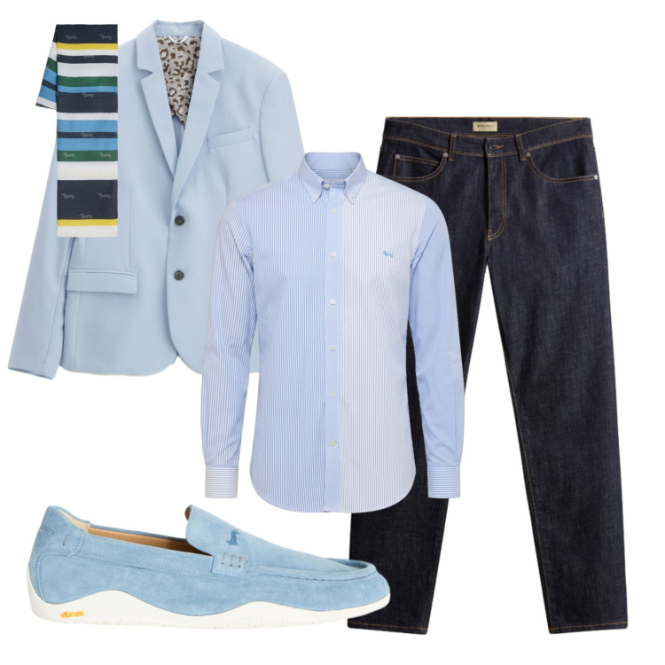 Outfit uomo - Total look #2435956. Stile Business/Elegante per Cerimonia. Abbinamento con scarpe stringate, sciarpe, camicie, pantaloni, giacche.