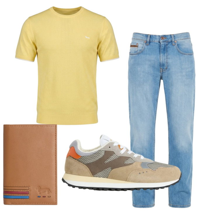 Outfit uomo - Total look #2435957. Stile Casual per Tutti i giorni. Abbinamento con jeans, portafogli, t-shirt, sneakers.
