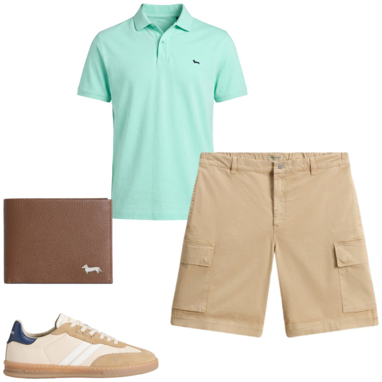 Outfit uomo - Total look #2435981. Stile Casual per Tutti i giorni. Abbinamento con polo, portafogli, pantaloni corti, sneakers.