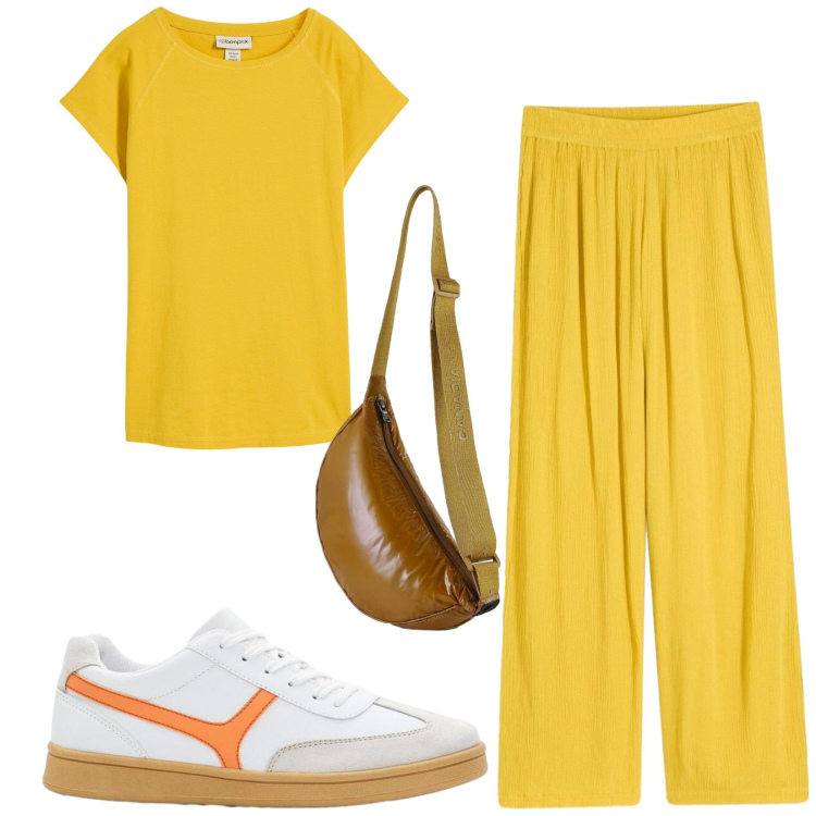 Outfit donna - Total look #2435982. Stile Sporty chic per Tutti i giorni. Abbinamento con pantaloni, sneakers, t-shirt, borse a tracolla.