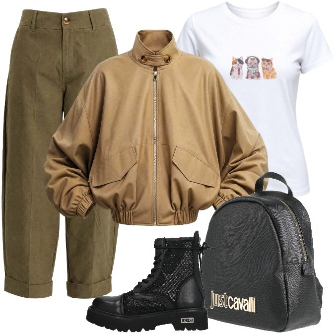 Outfit donna - La T-shirt versatile che Adoro. Stile Urban per Tutti i giorni. Abbinamento con anfibi, zaini, pantaloni, t-shirt, bomber.