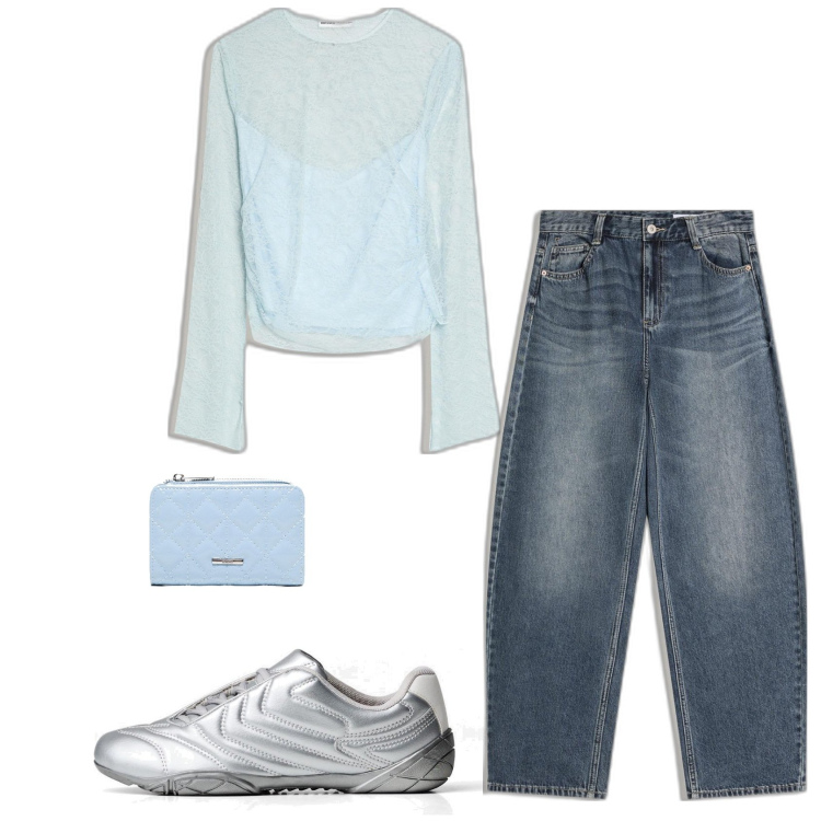 Outfit mujer - Urban style. Estilo Urban para Todos los días. Combinación con vaqueros, camiseta, sneakers, monederos.