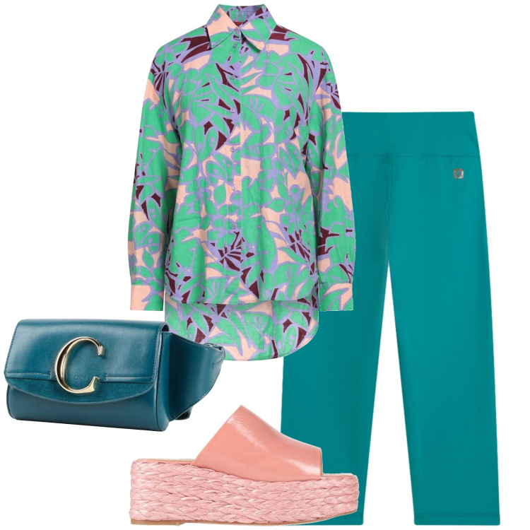 Outfit donna - Total look #2436164. Stile Casual per Tutti i giorni. Abbinamento con camicie, sandali in pelle, marsupi, leggings.