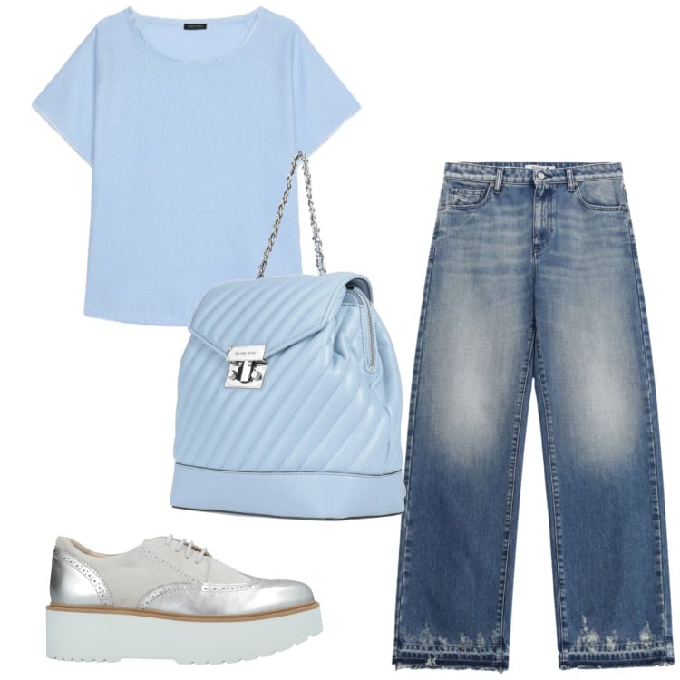 Outfit donna - Total look #2436208. Stile Casual per Tutti i giorni. Abbinamento con scarpe stringate, zaini, jeans, t-shirt.