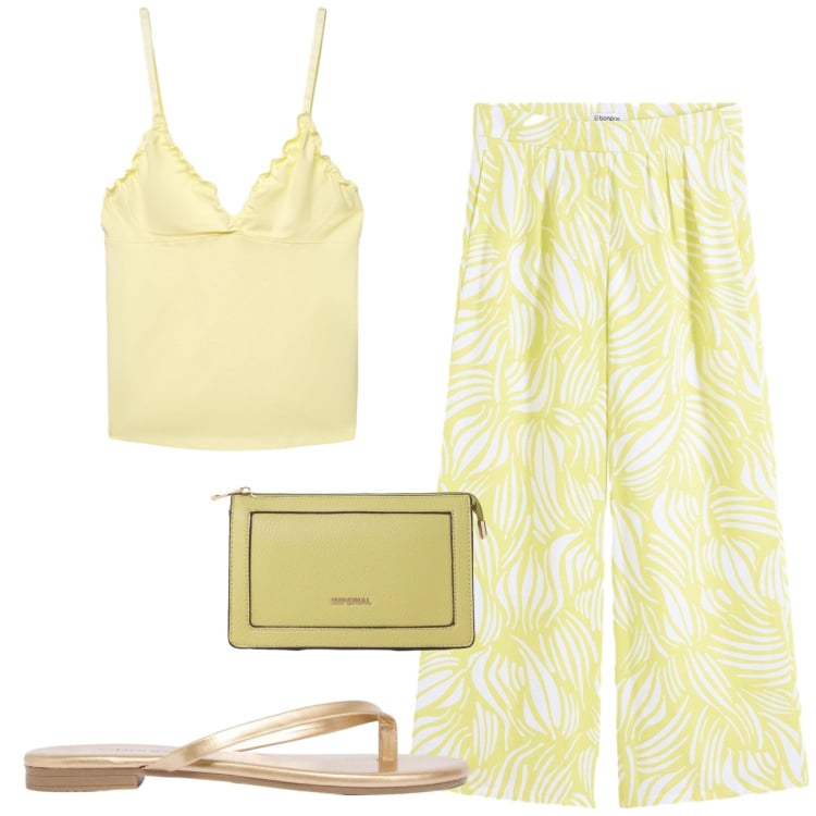 Outfit donna - Total look #2436213. Stile Casual chic per Tutti i giorni. Abbinamento con sandali, pantaloni a palazzo, canottiere, borse a tracolla.
