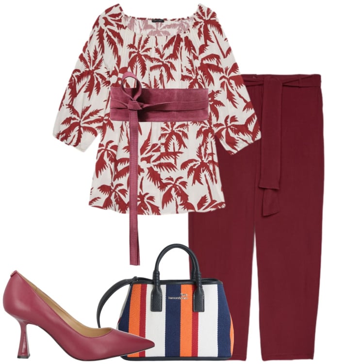 Outfit donna - Total look #2436258. Stile Urban per Tutti i giorni. Abbinamento con décolleté, cinture, shopping bag, bluse, pantaloni.