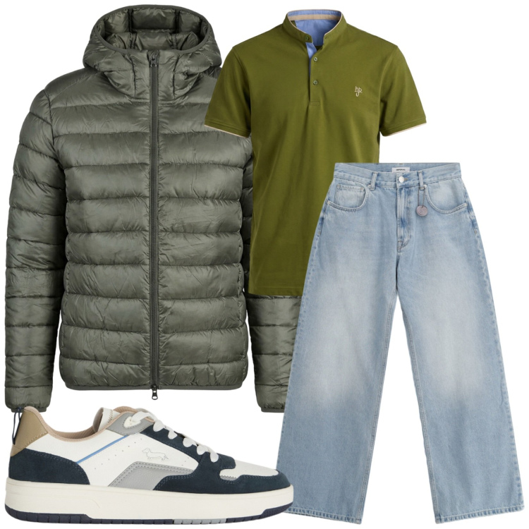 Outfit uomo - Total look #2436343. Stile Trendy per Tutti i giorni. Abbinamento con sneakers, polo, giacche, jeans.