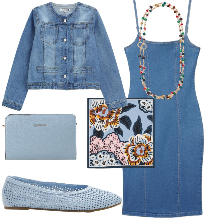 Outfit donna - Jeans. Stile Casual per Tutti i giorni. Abbinamento con ballerine, foulard, vestiti midi/longuette, collane, blazer, borse a tracolla.