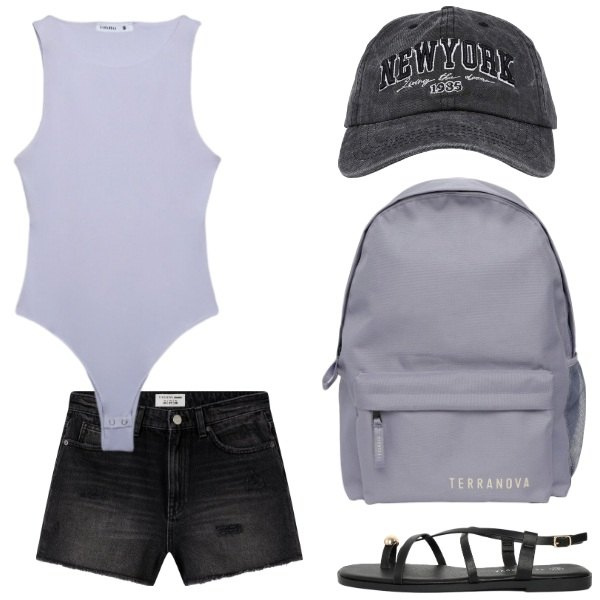 Outfit donna - Total look #2436405. Stile Basic per Mare. Abbinamento con top, cappelli, shorts, zaini, sandali.