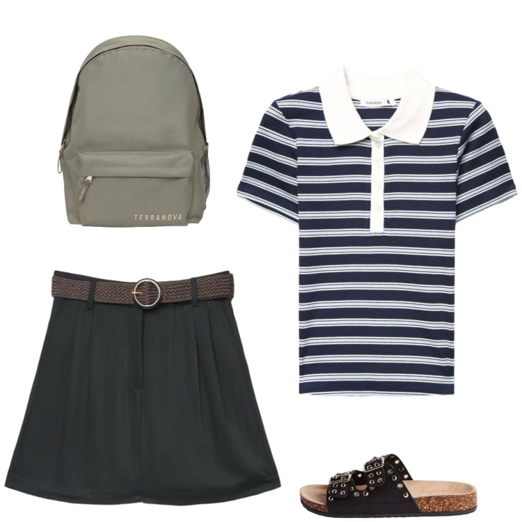 Outfit donna - La polo. Stile Basic per Tutti i giorni. Abbinamento con bermuda, ciabatte, zaini, polo.