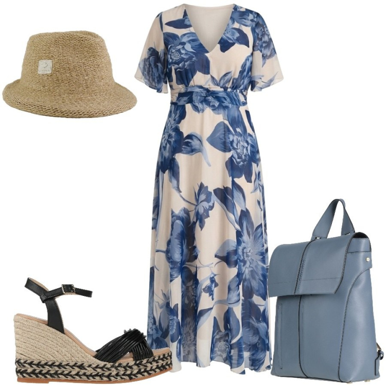Outfit donna - Total look #2436466. Stile Casual chic per Tutti i giorni. Abbinamento con zaini, espadrillas, vestiti lunghi, cappelli.
