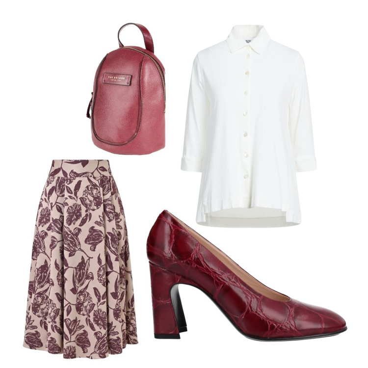 Outfit donna - Aperitivo a luglio. Stile Vintage retrò per Serata fuori. Abbinamento con décolleté, camicie, zaini, gonne longuette.