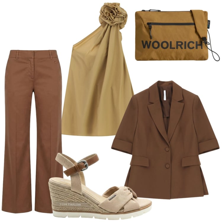 Outfit donna - Ocra luminoso. Stile Romantica per Serata fuori. Abbinamento con sandali col tacco, pantaloni, borse a tracolla, blazer, vestiti asimmetrici.