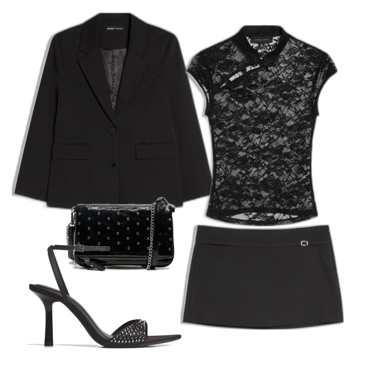 Outfit mujer - Rock #391. Estilo Rock para Noche/Fiesta elegante. Combinación con sandalias de tacón, blazers, faldas, top, clutch.