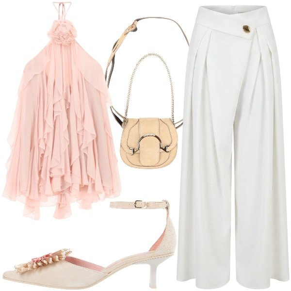 Outfit donna - romanticamente. Stile Romantica per Serata fuori. Abbinamento con marsupi, décolleté, pantaloni a palazzo, vestiti corti.