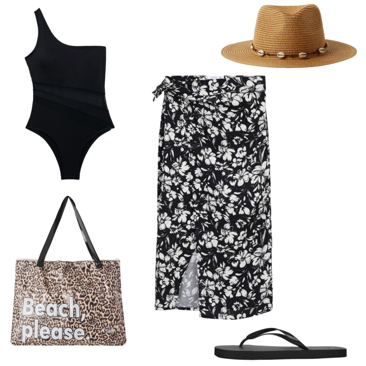Outfit donna - Total look #2436593. Abbinamento con vestiti da spiaggia, borse tote, infradito, cappelli, costumi interi.
