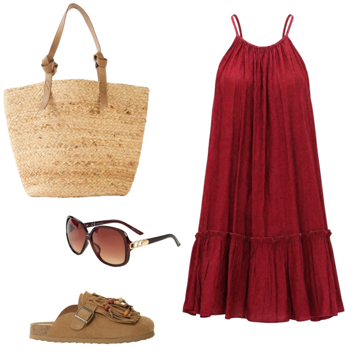 Outfit donna - Total look #2436612. Abbinamento con shopping bag, occhiali da sole, vestiti corti, sabot.