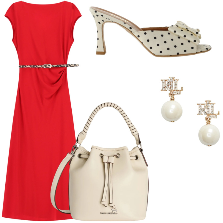 Outfit donna - Total look #2436653. Abbinamento con borse a secchiello, orecchini, sandali col tacco, vestiti midi/longuette.