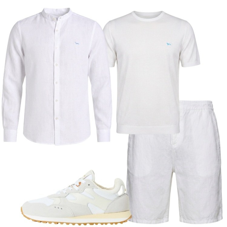 Outfit uomo - Total white uomo. Stile Trendy per Serata speciale. Abbinamento con t-shirt, camicie, bermuda, sneakers.