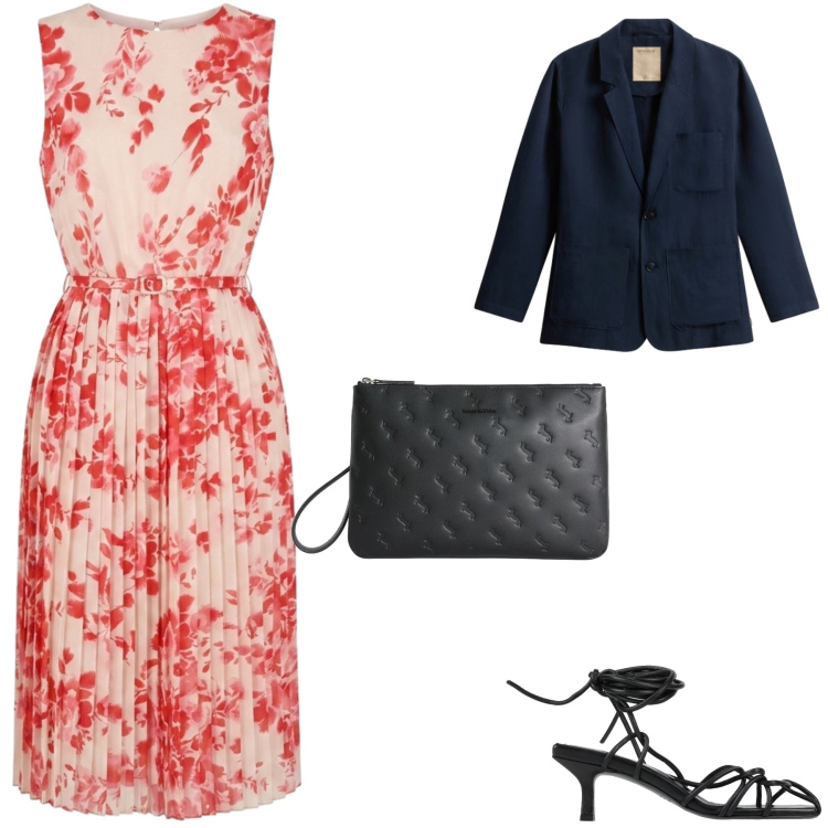 Outfit donna - Total look #2436672. Abbinamento con sandali col tacco, anelli, blazer, vestiti midi/longuette.