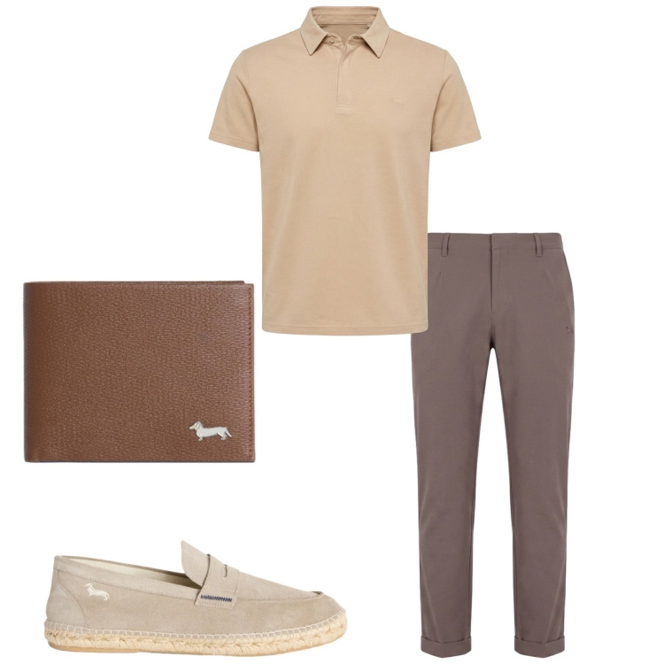 Outfit uomo - Safari urbano. Stile Urban per Tutti i giorni. Abbinamento con polo, pantaloni, espadrillas, portafogli.