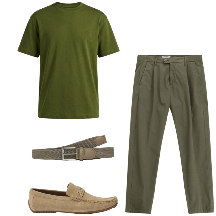 Outfit uomo - Total look #2436872. Stile Casual per Serata speciale. Abbinamento con scarpe stringate, t-shirt, cinture, pantaloni.