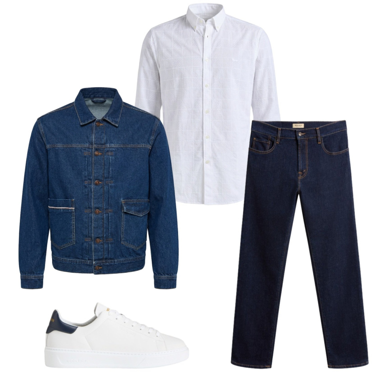 Outfit uomo - Total look #2436877. Stile Casual per Serata speciale. Abbinamento con camicie, giacche, pantaloni, sneakers.