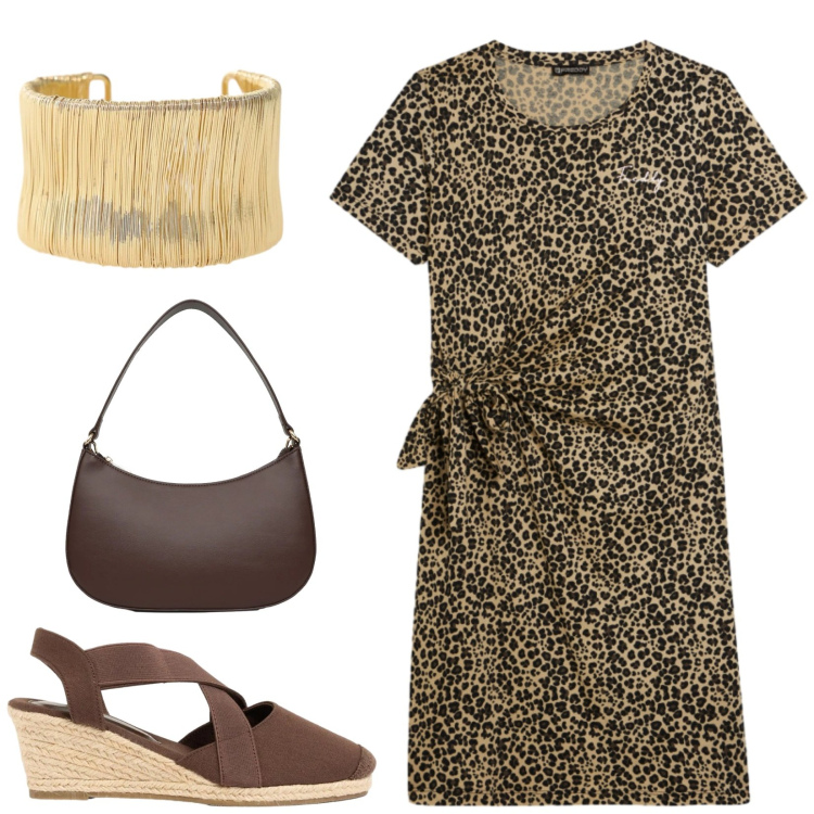 Outfit donna - Total look #2436882. Stile Etnico per Tutti i giorni. Abbinamento con zeppe, borse a tracolla, braccialetti, vestiti midi/longuette.