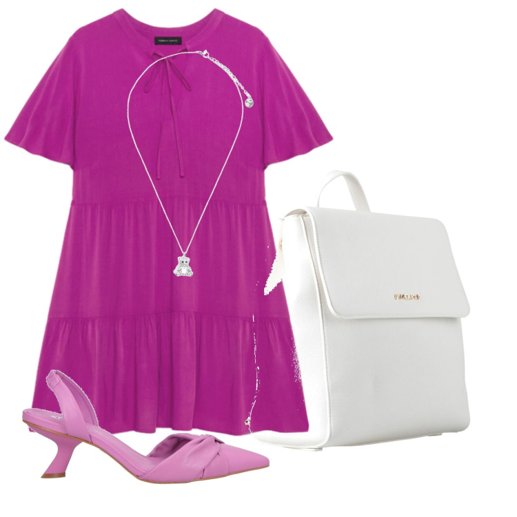 Outfit donna - Shopping in allegria. Stile Casual chic per Tutti i giorni. Abbinamento con zaini, décolleté, vestiti corti, ciondoli.