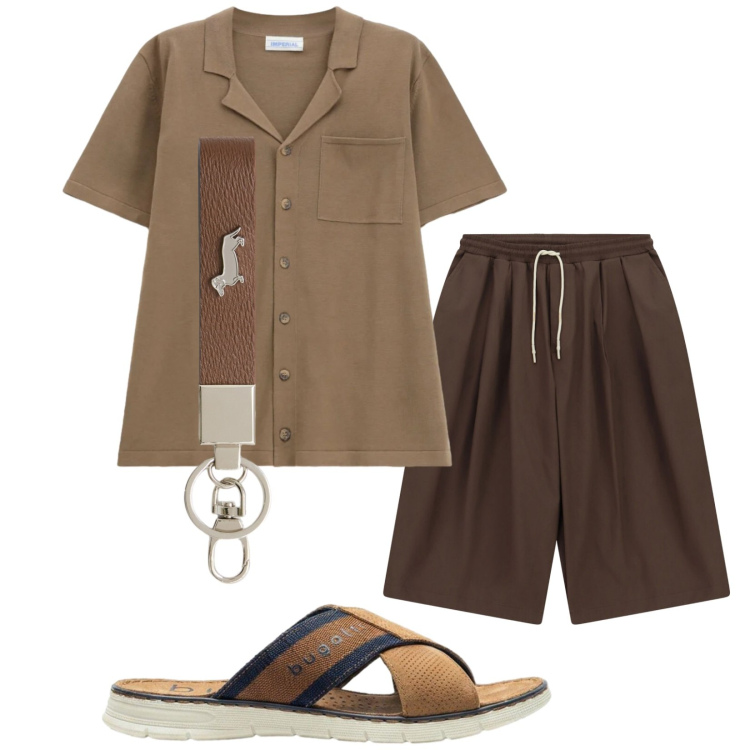 Outfit uomo - Total look #2436953. Stile Trendy per Tutti i giorni. Abbinamento con sandali, portachiavi, camicie a manica corta, pantaloni.