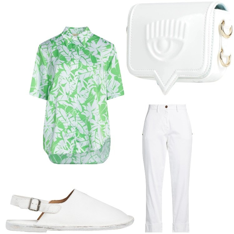 Outfit donna - Japanese. Stile Chic per Tutti i giorni. Abbinamento con ballerine, marsupi, pantaloni, camicie a manica corta.