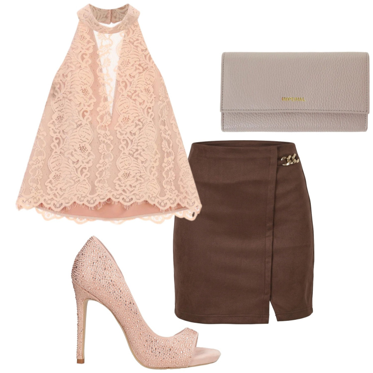 Outfit donna - Total look #2437041. Stile Chic per Cerimonia. Abbinamento con décolleté, minigonne, canottiere, portafogli.
