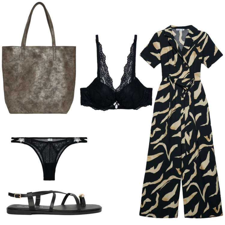 Outfit donna - Terranova. Stile Casual chic per Tutti i giorni. Abbinamento con tute, reggiseni, shopping bag, perizomi, sandali.