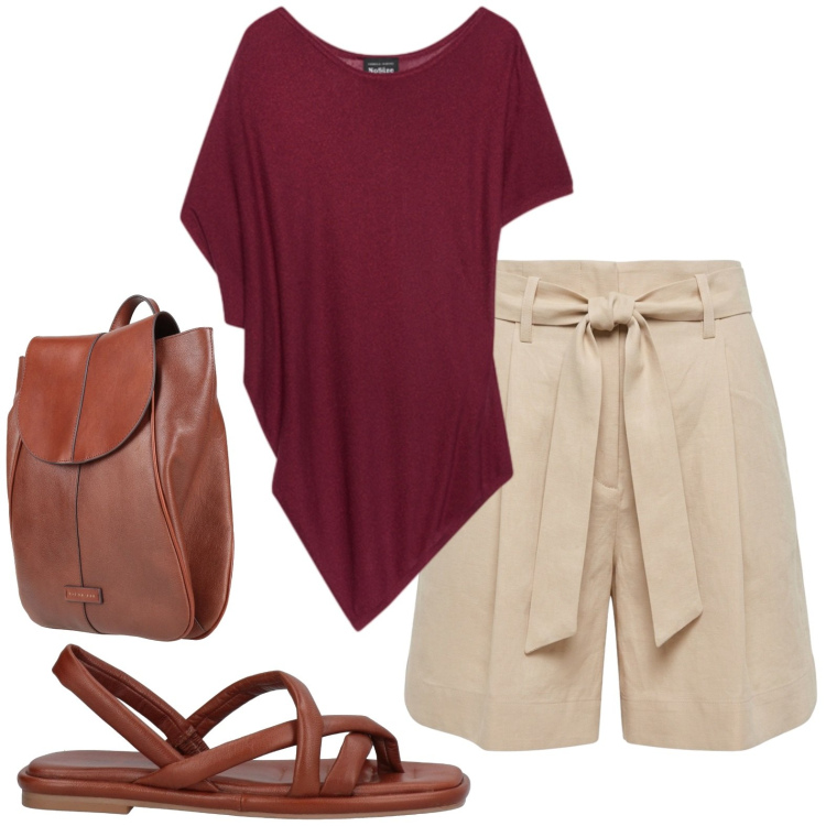 Outfit donna - Casual. Stile Casual per Tutti i giorni. Abbinamento con ciabatte, zaini, bermuda, top.
