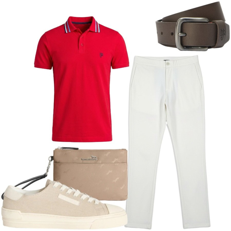 Outfit uomo - Total look #2437093. Stile Casual per Tutti i giorni. Abbinamento con polo, sneakers, borse sportive, cinture, pantaloni.