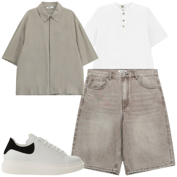 Outfit uomo - Imperial. Stile Casual per Tutti i giorni. Abbinamento con sneakers, t-shirt, bermuda, camicie a manica corta.