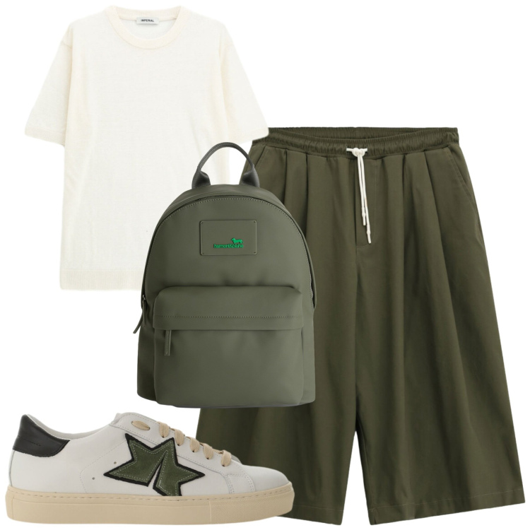 Outfit uomo - Total look #2437105. Stile Casual per Tutti i giorni. Abbinamento con borse sportive, sneakers, t-shirt, pantaloni.