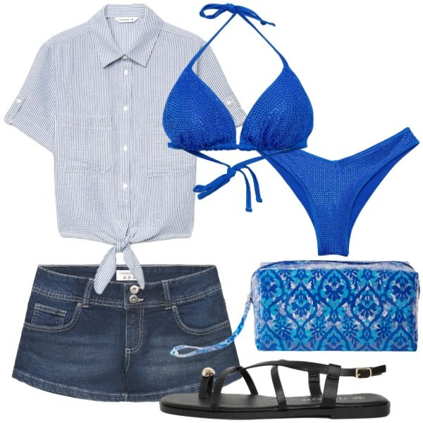 Outfit donna - must-have Terranova. Stile Casual chic per Mare. Abbinamento con shorts, valigie, camicie a manica corta, bikini, sandali, bikini.