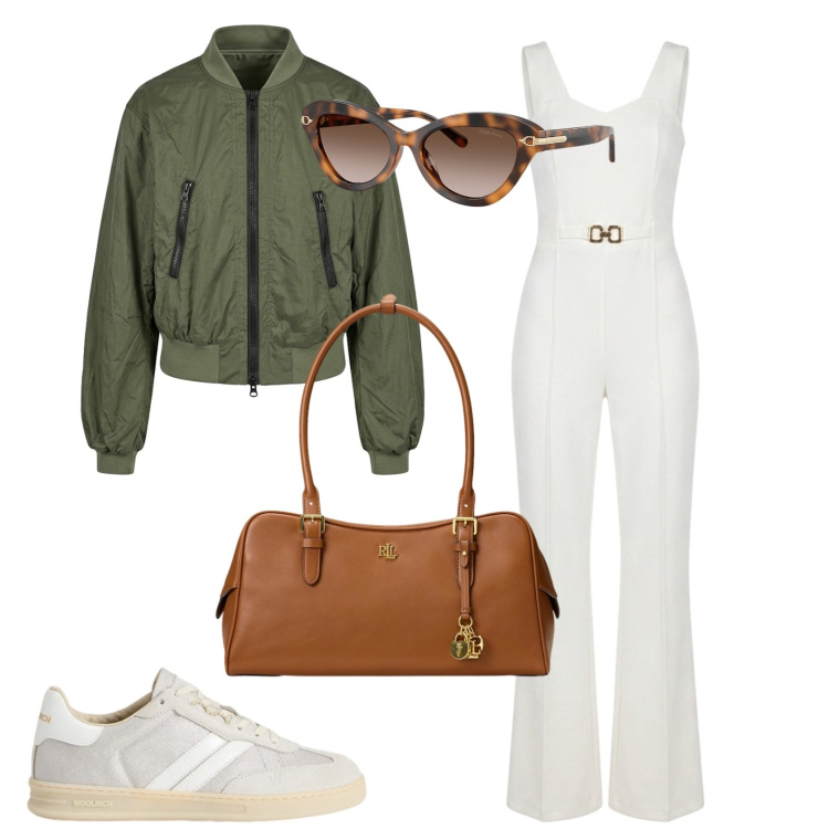 Outfit donna - Summer Sale Style. Stile Sporty chic per Tutti i giorni. Abbinamento con bomber, sneakers, borse a mano, occhiali da sole, tute.