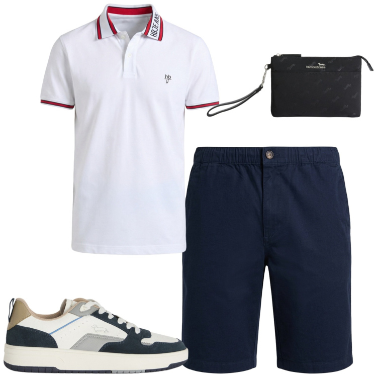 Outfit uomo - Total look #2437497. Stile Casual per Tutti i giorni. Abbinamento con polo, bermuda, sneakers, borse sportive.