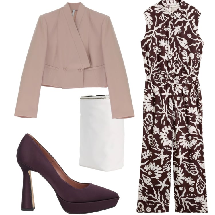 Outfit donna - Jumpsuit morbida. Stile Casual per Cerimonia. Abbinamento con décolleté, zaini, tute, blazer.
