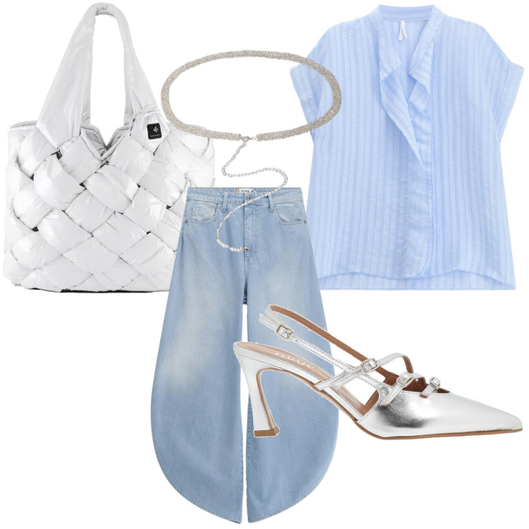 Outfit donna - Linea rilassata. Stile Casual per Tutti i giorni. Abbinamento con décolleté, cinture, borse tote, jeans, bluse.