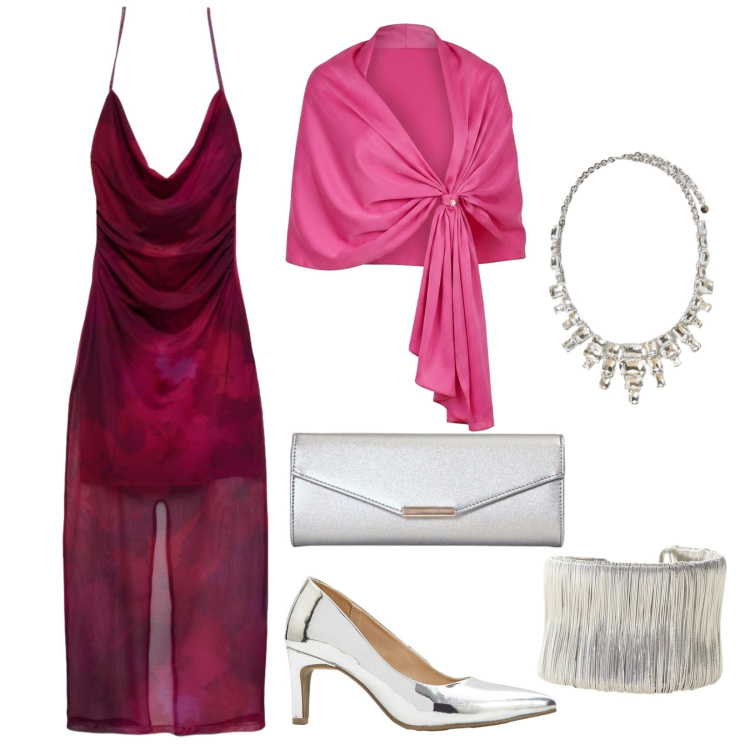 Outfit donna - Glamour but not expensive. Stile Glamour per Cerimonia. Abbinamento con décolleté, vestiti lunghi, stole, clutch, braccialetti, collane.