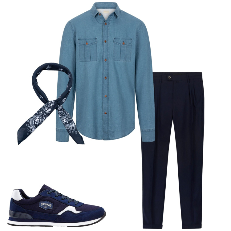 Outfit uomo - Doppelganger. Stile Urban per Tutti i giorni. Abbinamento con sneakers, camicie, pantaloni, sciarpe e foulard.