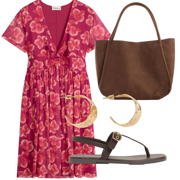 Outfit donna - Abito urban. Stile Urban per Tutti i giorni. Abbinamento con vestiti, sandali, orecchini, shopping bag.