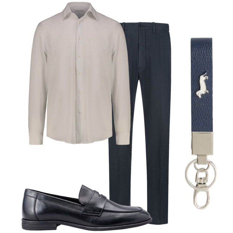 Outfit uomo - Total look #2437868. Stile Business/Elegante per Ufficio. Abbinamento con portachiavi, scarpe stringate, pantaloni, camicie.