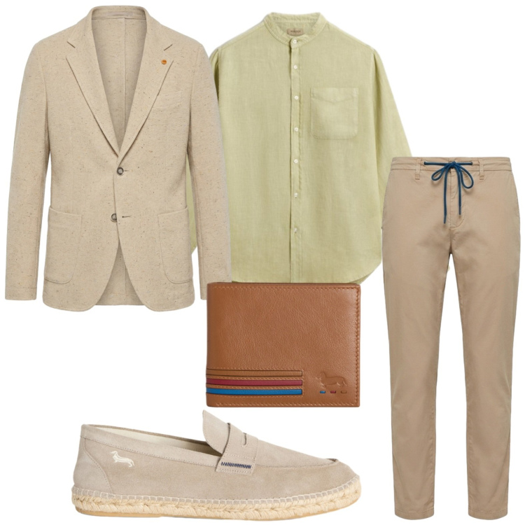 Outfit uomo - Eleganza intensa. Stile Casual per Ufficio. Abbinamento con portafogli, giacche, espadrillas, pantaloni, camicie.