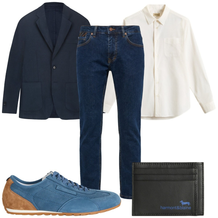 Outfit uomo - Total look #2437967. Stile Casual per Tutti i giorni. Abbinamento con pantaloni, portafogli, sneakers, camicie, giacche.