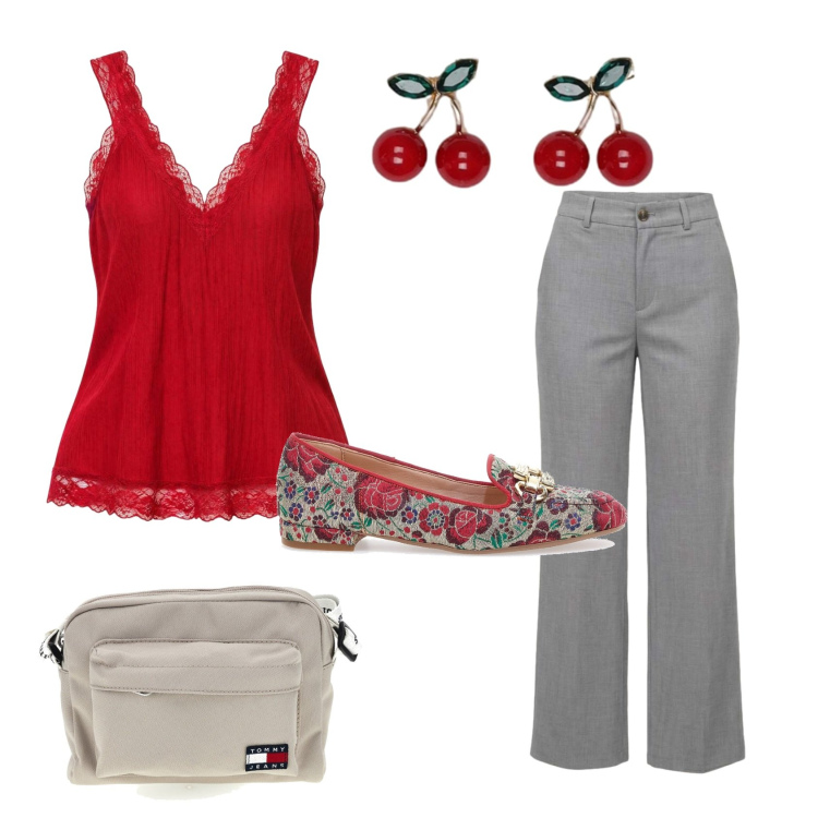 Outfit donna - Total look #2437974. Stile Casual chic per Ufficio. Abbinamento con blazer, pantaloni, canottiere, mocassini, borse a tracolla.